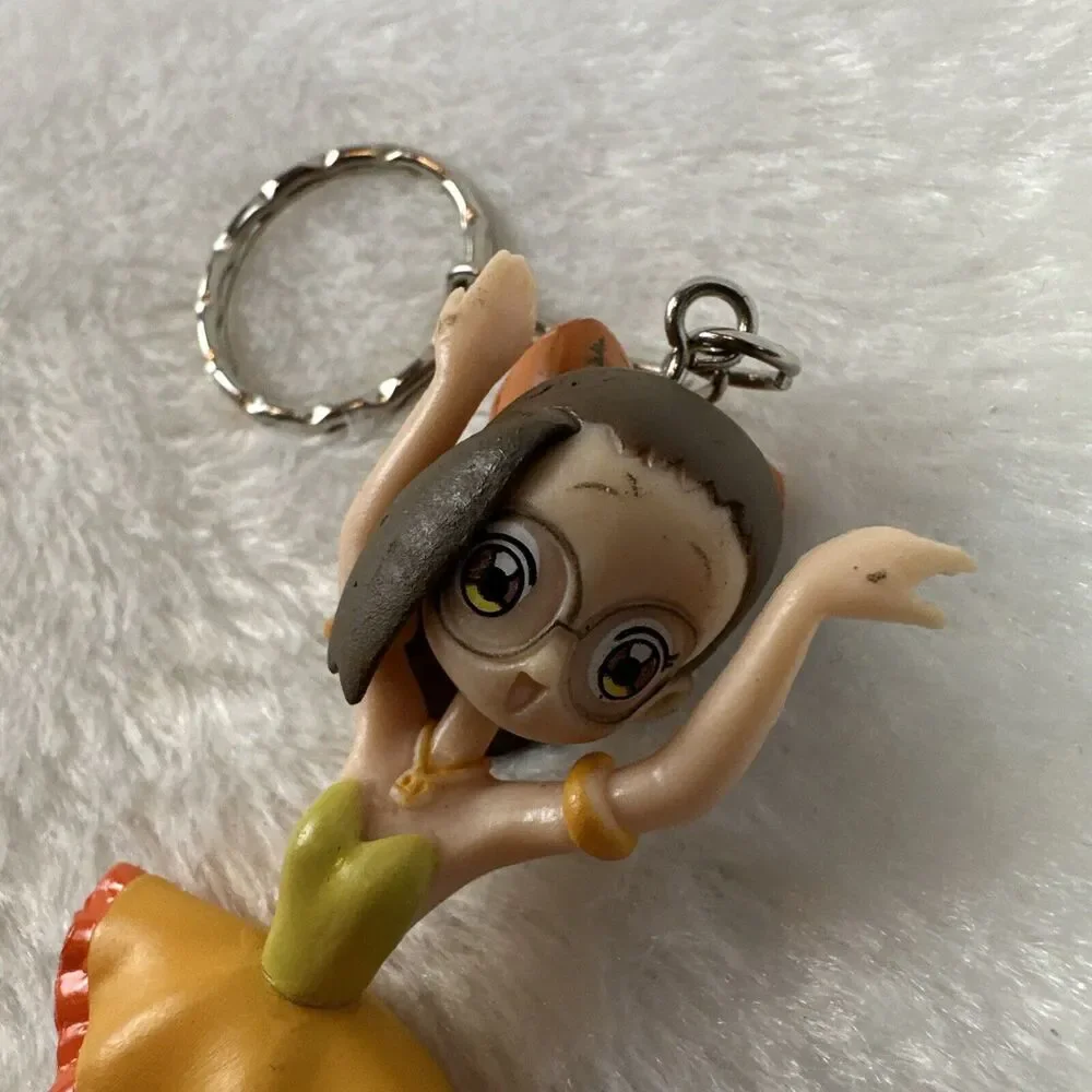 Magical Ojamajo Doremi‎ ballerina Figure Keychain Brown Hair Orange Dress